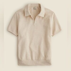 J.Crew Short-sleeve textured-stitch cotton johnny-collar sweater-polo